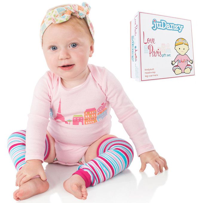 美國 juDanzy - 三件式禮盒組(包屁衣+髮帶與襪套)-時尚都會