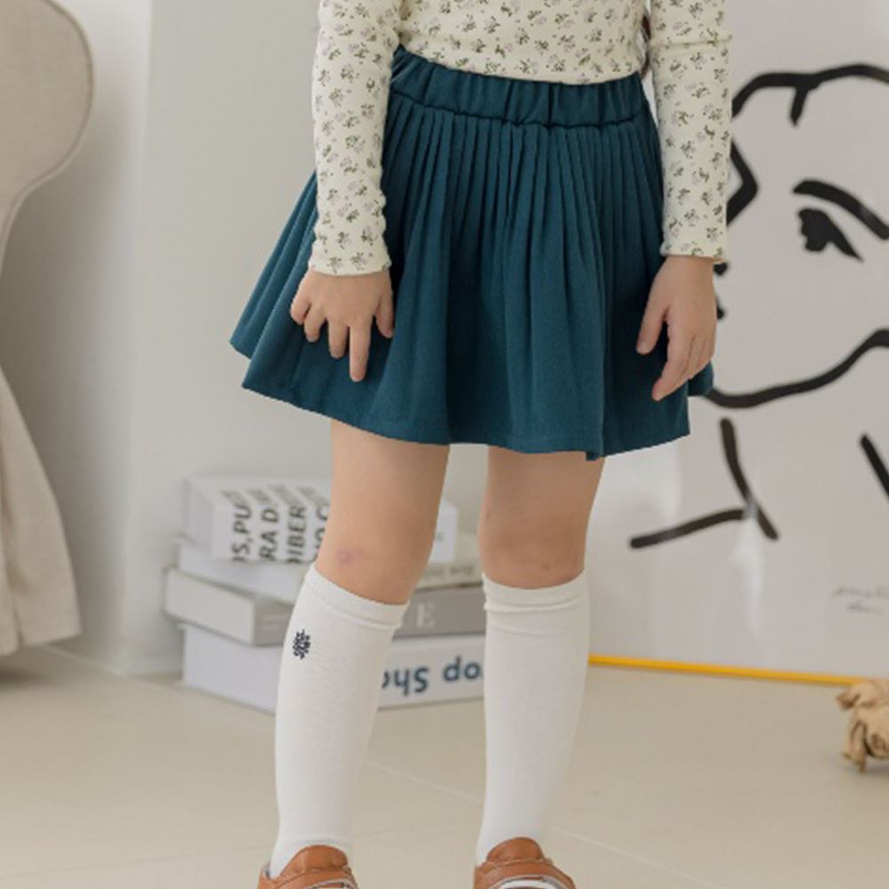 韓國 Orange Mom - 皺摺百搭短裙-藍綠