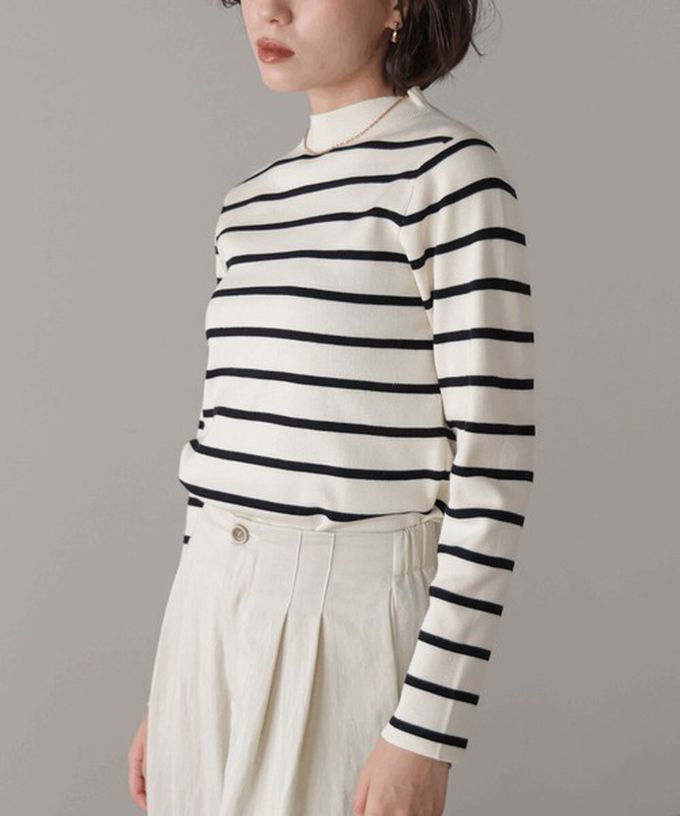 日本 Bab - 俐落感簡潔小立領針織上衣-白