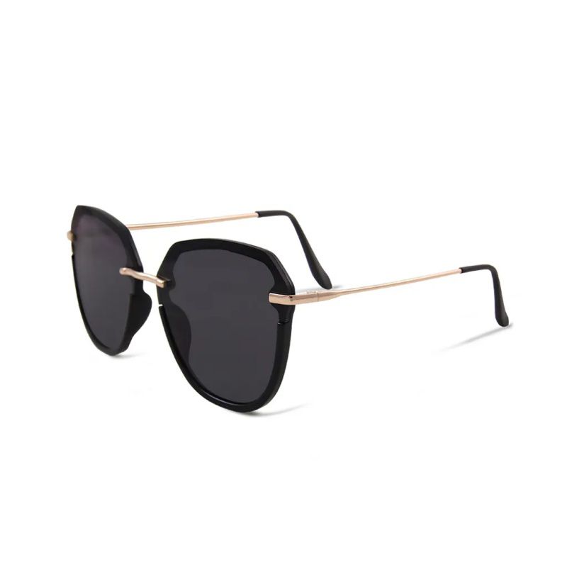 ALEGANT - 法式浪漫流行拼接半框設計青木黑色墨鏡│UV400太陽眼鏡