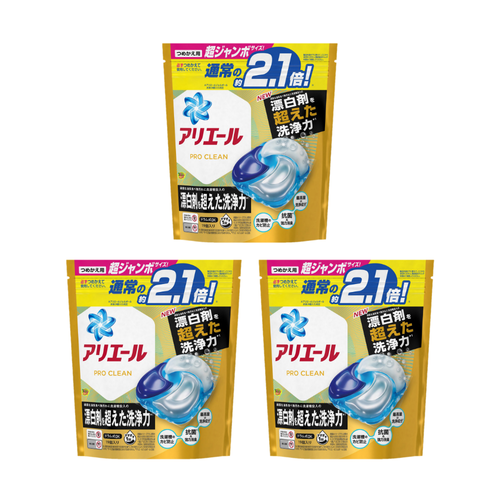 P&G ARIEL Pro Clean 4D立體洗衣膠球 補充袋(19顆入/包) 含漂白成份-【3包組】
