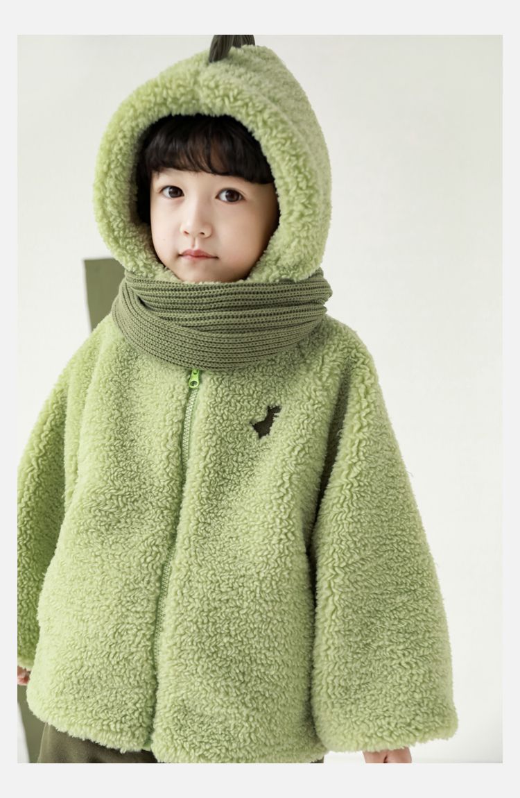 TONGMO - 羊羔絨立體造型外套-恐龍-綠色