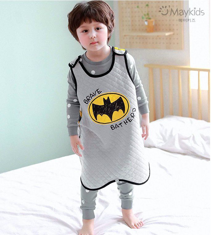 韓國 Maykids - 有機棉鋪棉保暖防踢被-灰色蝙蝠