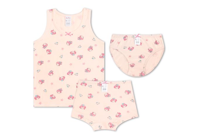 韓國 Mellisse - 韓製棉混紡三角褲(女寶)-海洋公主-珊瑚橘