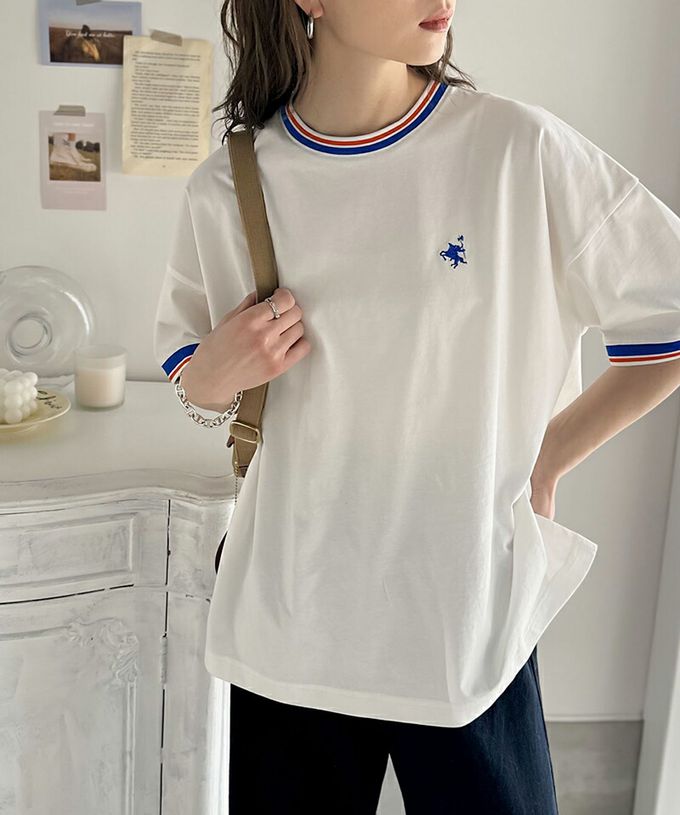 日本 Classical Elf - Java 100%天竺棉 刺繡舒適短袖上衣-淺灰棕