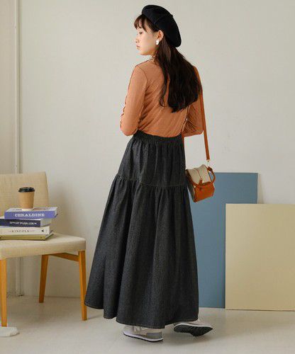 日本 Bou Jeloud - 簡約丹寧長裙-深藍