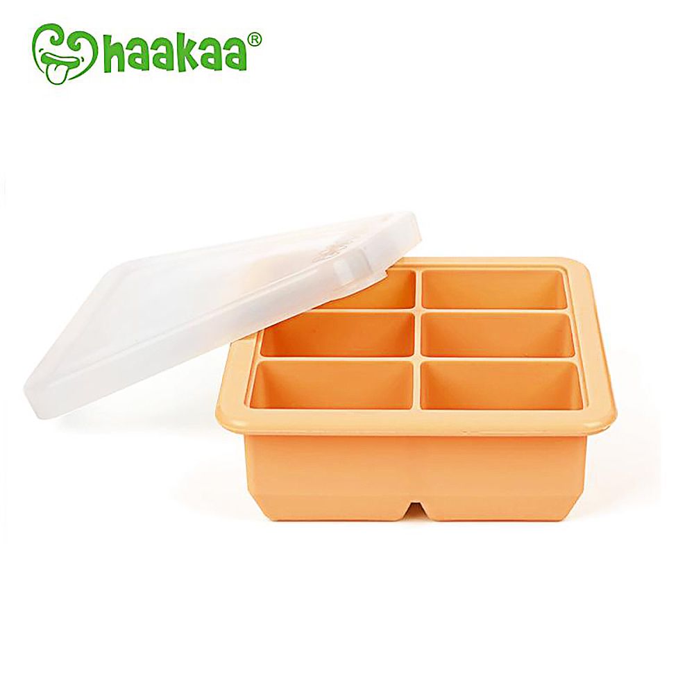 紐西蘭 HaaKaa - 矽膠副食品分裝盒/製冰盒-6 格-粉橘-6格x70mL