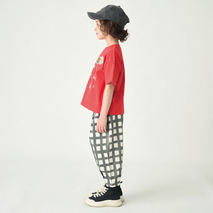 日本 evercloset - 100%棉 漢堡貼布短袖上衣-粉紅