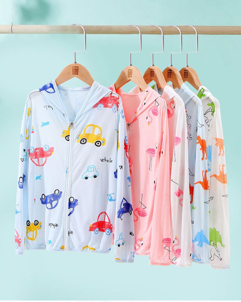 MAMDADKIDS - 網眼輕薄連帽外套-綠色恐龍