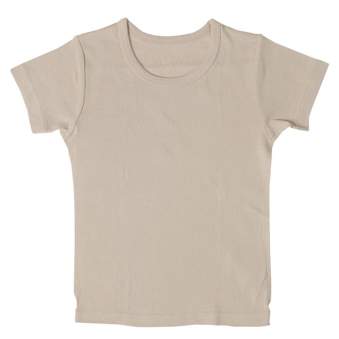 akachan honpo - 短袖圓領速乾上衣-2件組 素面-咖啡色