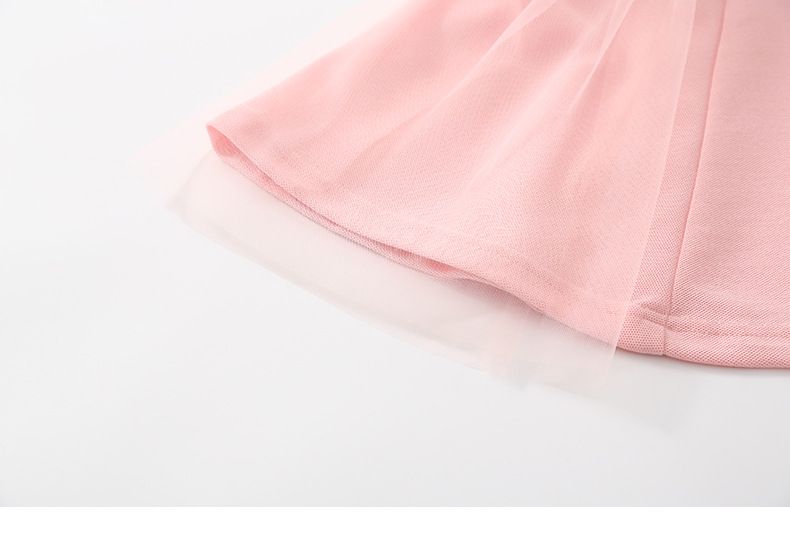 卡通SNOOPY翻領收腰網紗短袖連身裙-Belle愛心-藍色