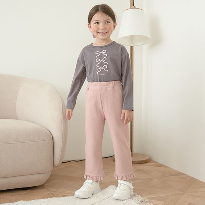 日本 Lycee mine - 純棉不易皺女孩印花長袖上衣-心型-咖啡