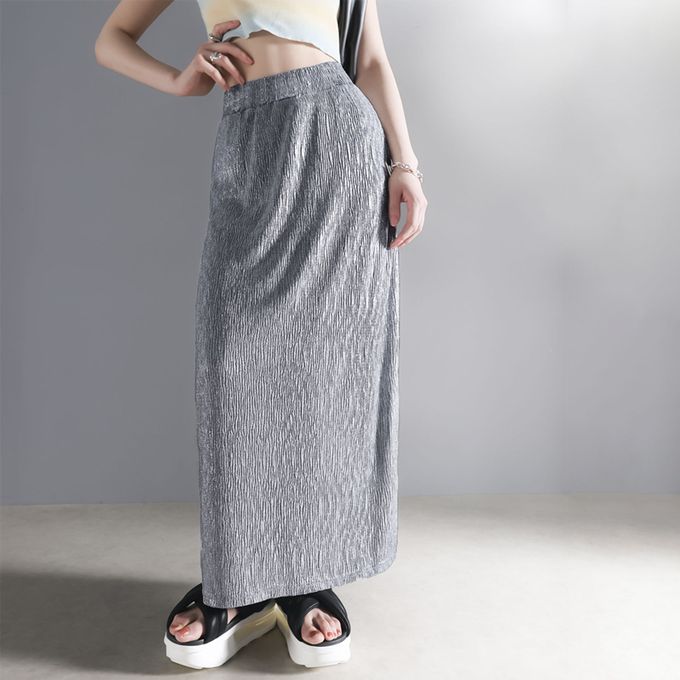 日本 Classical Elf - 小華麗光澤纖細修身長裙-銀灰