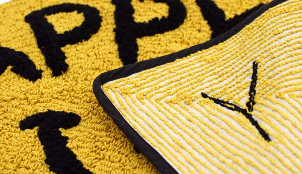 日本 TOMO - 半圓臉可愛地墊-LUCKY DAY-灰 (約35x75cm)