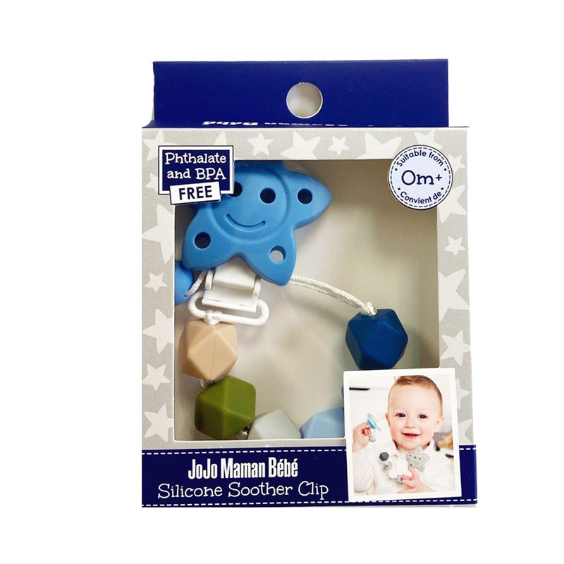 英國 JoJo Maman BeBe - 嬰幼兒矽膠玩具鍊/奶嘴鍊-水藍