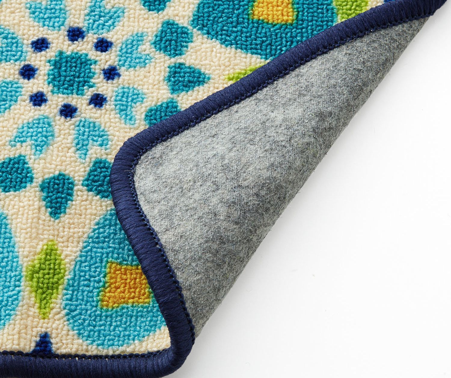 日本千趣會 - mini labo 去泥污腳踏墊-法蘭西花朵-藍綠