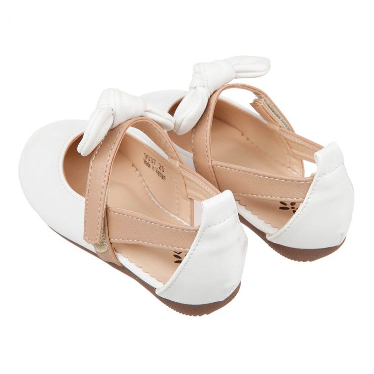 甜美風格蝴蝶結白色亮皮兒童娃娃鞋公主鞋