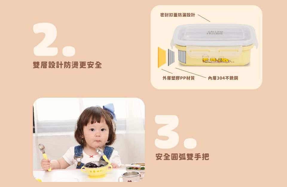 Kikimmy - LINE FRIENDS 304不銹鋼兒童餐具六件套組-莎莉和她的朋友款