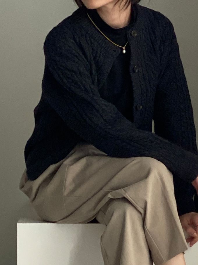 韓國女裝連線 - 鬆緊腰雙口袋錐形修飾長褲-灰卡其 (FREE)