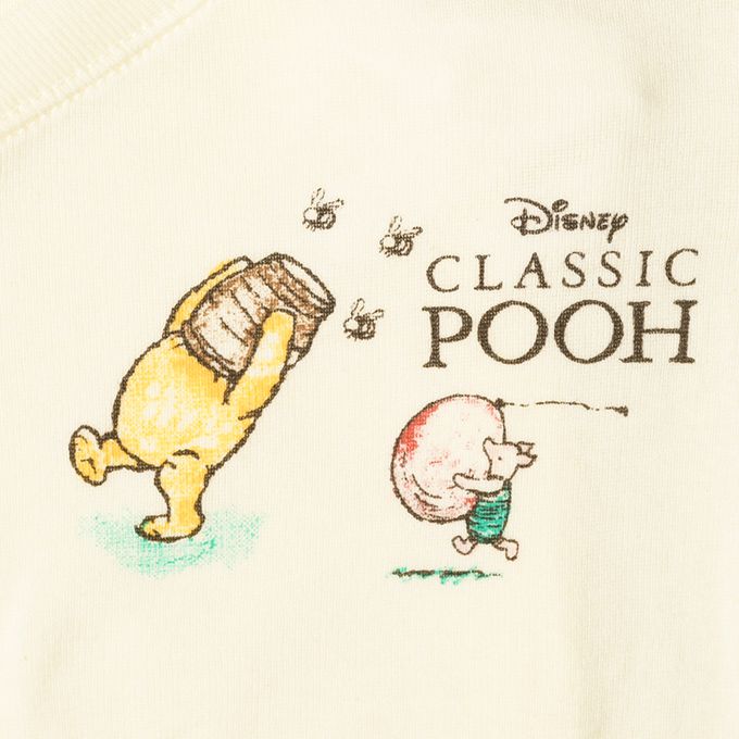 akachan honpo - 長袖新生兒內衣4件組-按扣款 復古小熊維尼-米白色 (肚衣:50cm 蝴蝶裝:50~60cm)