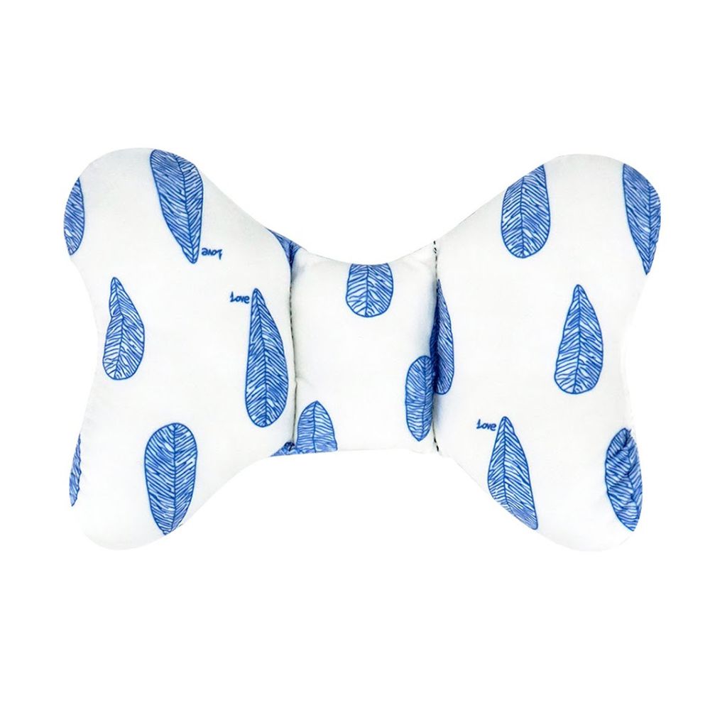JoyNa - 嬰兒枕頭 蝴蝶枕 定型枕-葉子藍-絨布款