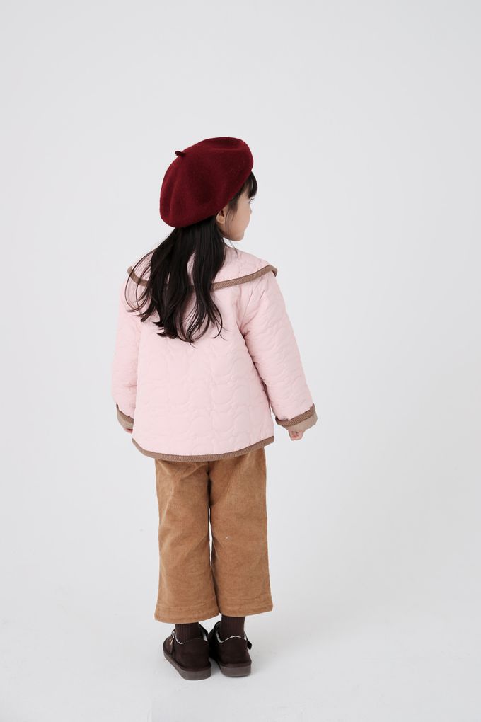 韓國 Coco Bang - 鬆緊腰燈芯絨直筒長褲-米白