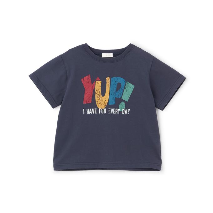 日本 b-ROOM - 防污速乾印花短袖上衣-英文logo-磚紅