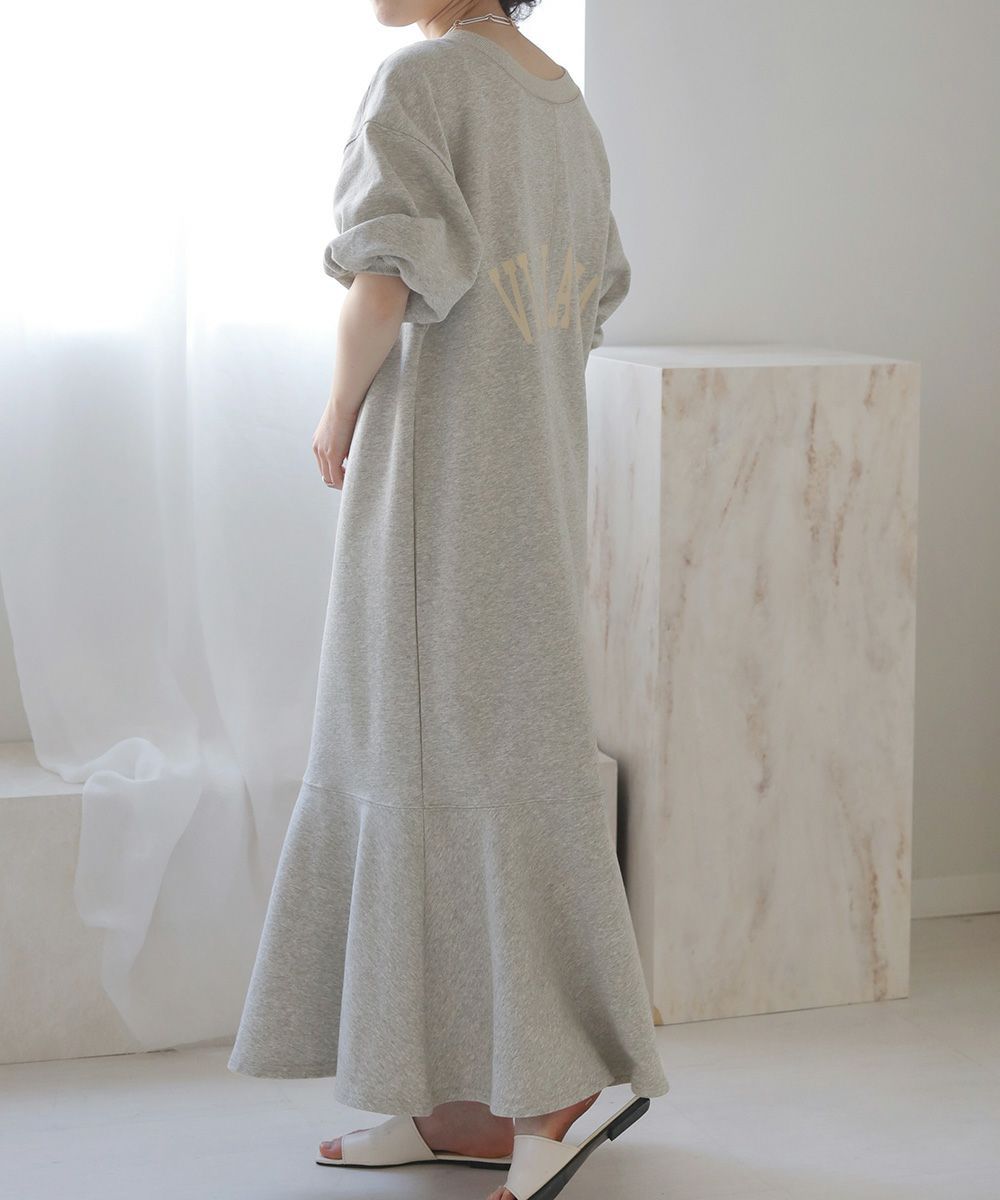 日本 Bou Jeloud - 休閒拉鍊亨利領泡泡袖洋裝-灰