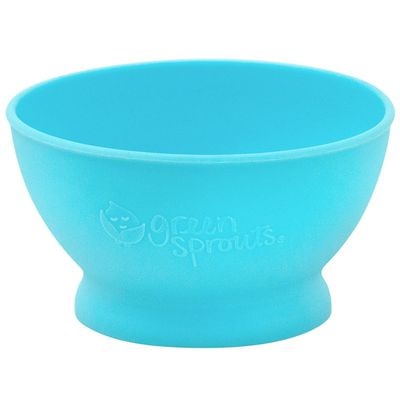 美國 green sprouts 小綠芽 - 寶寶矽膠防滑學習碗單入組-水藍