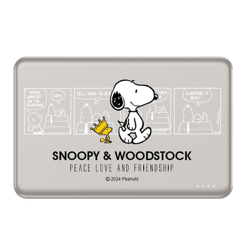 SNOOPY 20W PD超薄磁吸無線快充行動電源 5000mAh-皇家款(原色鈦)