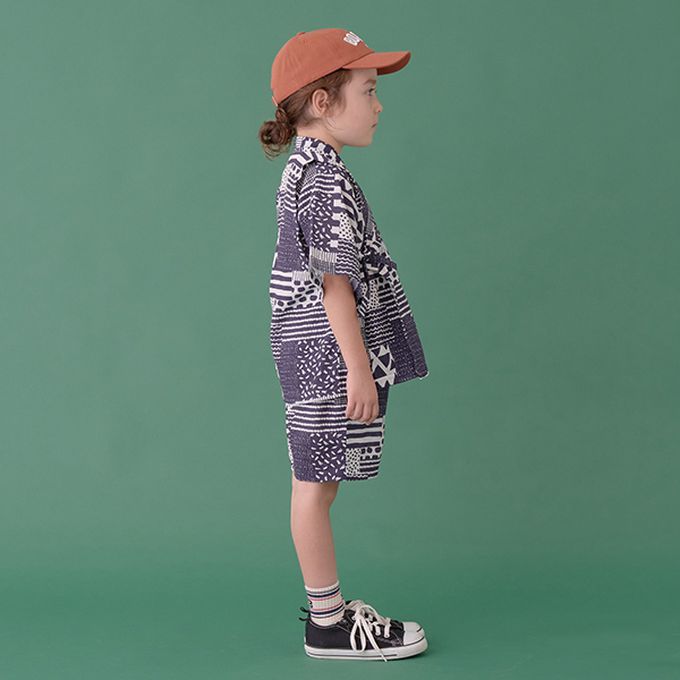 日本 b-ROOM - [限量]夏季印花純棉甚平-點點-黑