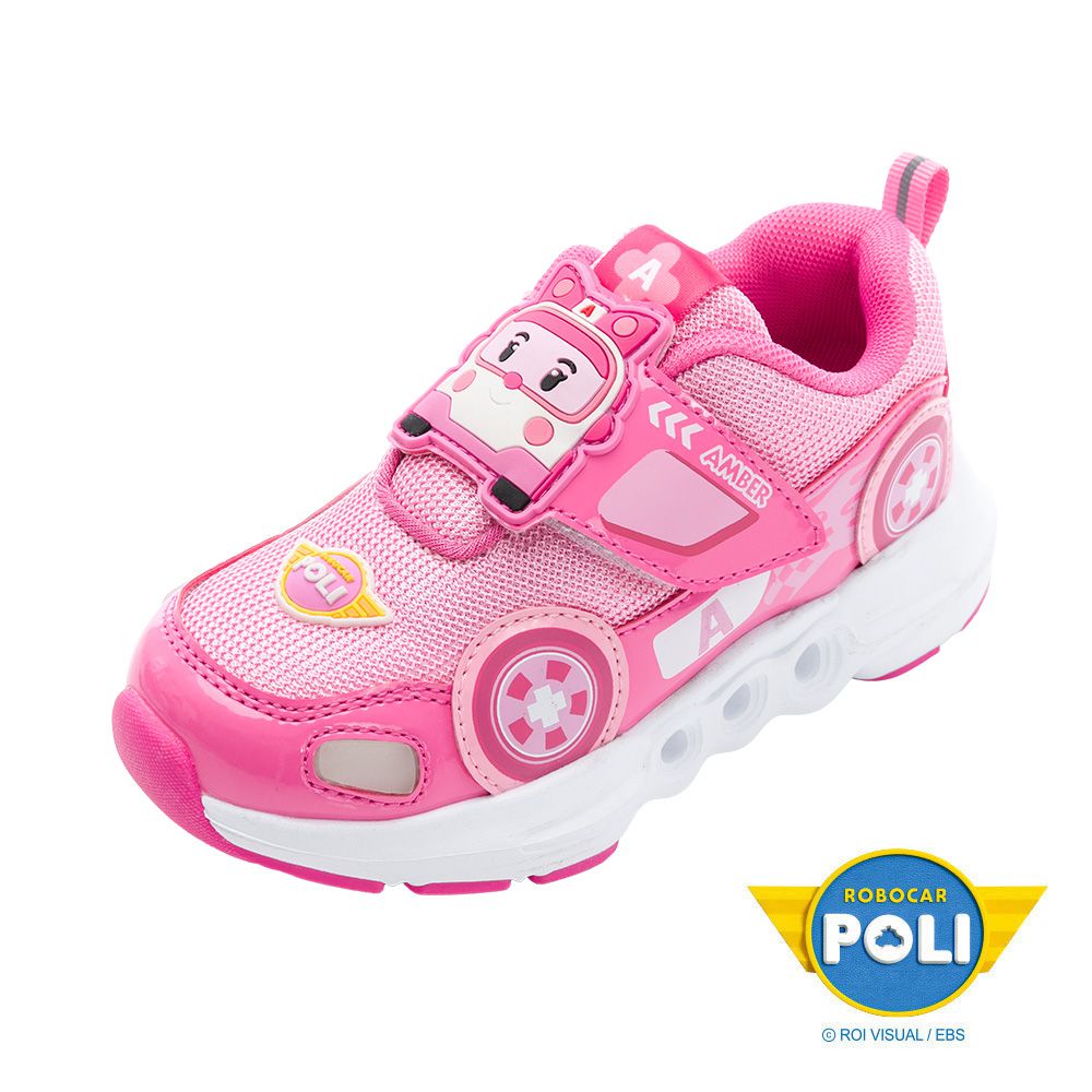 波力 童鞋 電燈運動鞋 POKX54503-減緩跑步壓力輕量鞋底-粉紅-(中大童段)