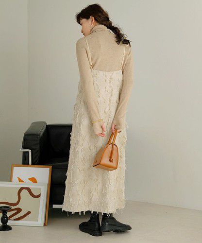 日本 Bou Jeloud - 破壞感抽鬚吊帶裙/洋裝-知性黑