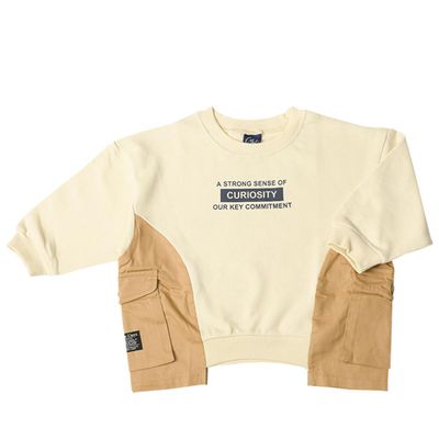 akachan honpo - 平織拼接休閒上衣-象牙白色