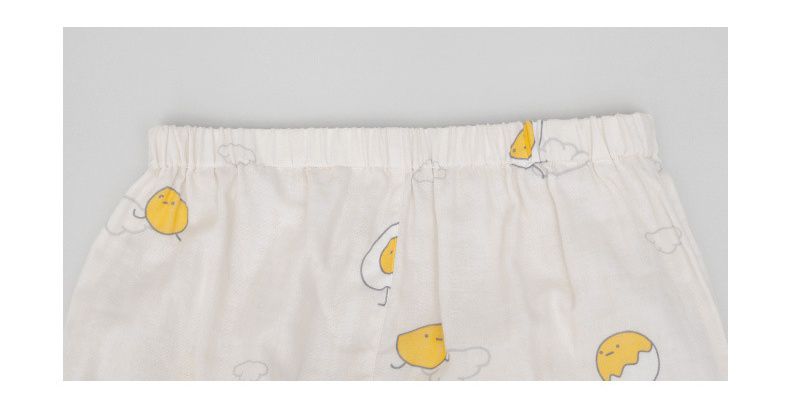 雙層棉紗布長袖家居睡衣套裝-成人款-藍底荷包蛋