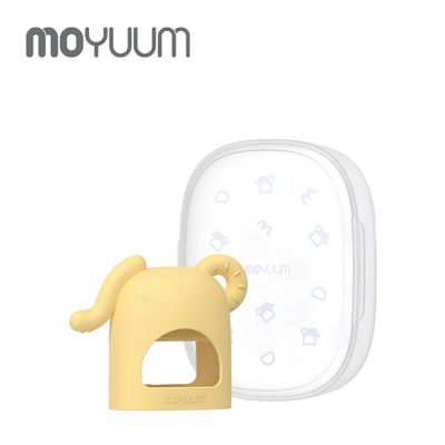 韓國 MOYUUM - 白金矽膠手套固齒器 小小象-檸檬黃