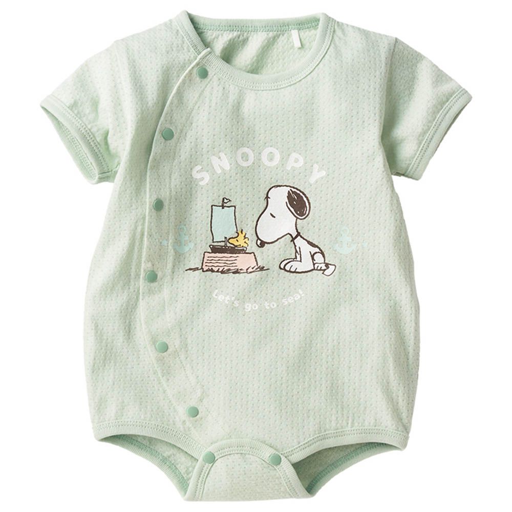 短袖兔裝-史努比側邊開闔-淺綠色