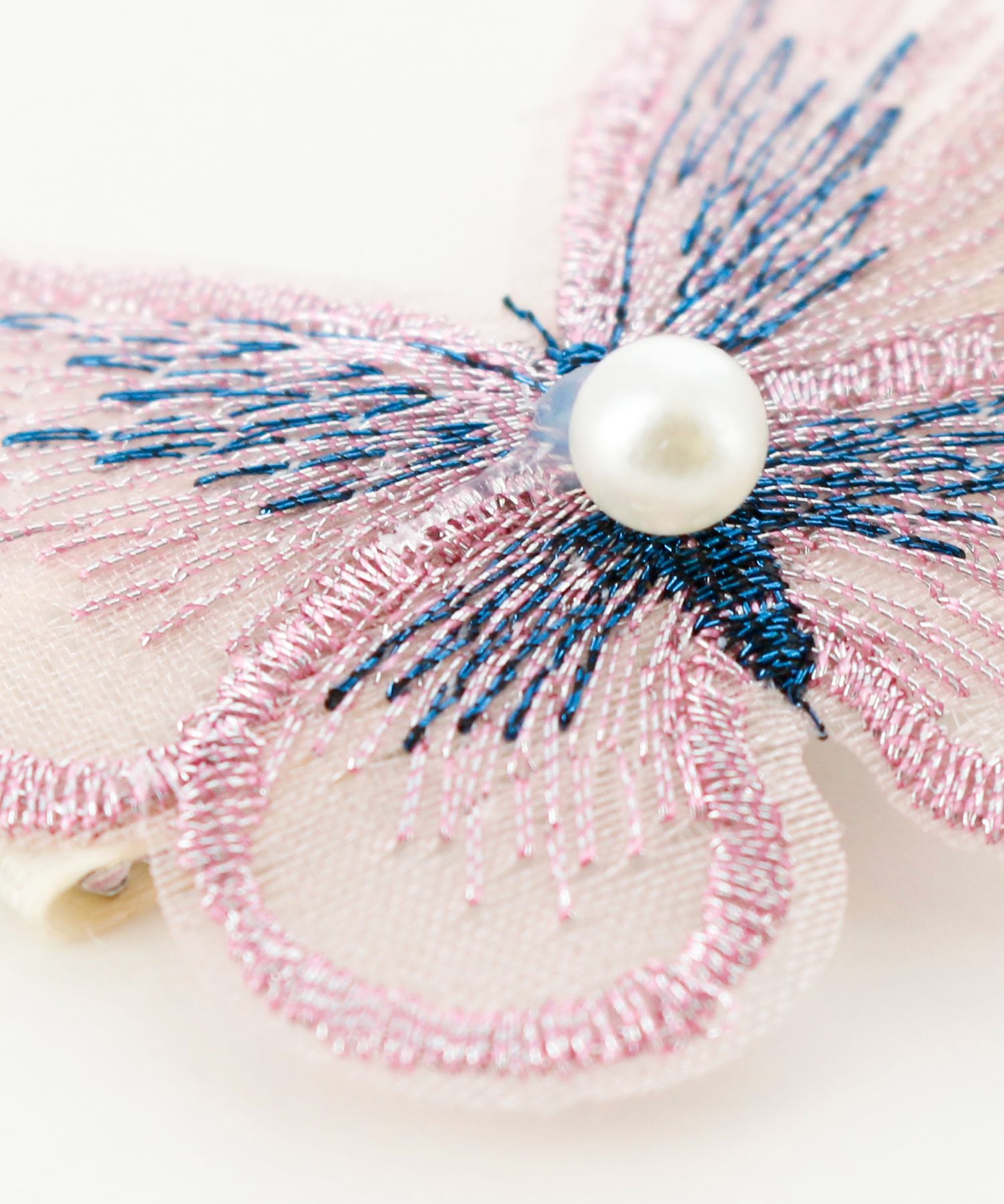 日本 Catherine Cottage - 優雅蝴蝶刺繡髮夾(同色2個一組)-粉紫