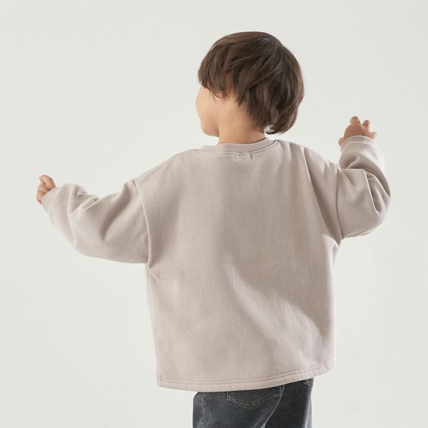 日本 b-ROOM - 裏毛定番英文印花長袖上衣-炭灰