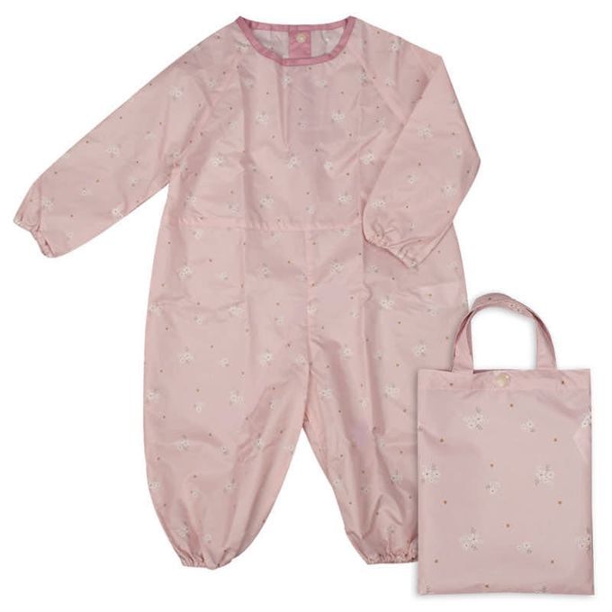 akachan honpo - 長袖防髒衣-小花-粉紅色 (80~90cm)