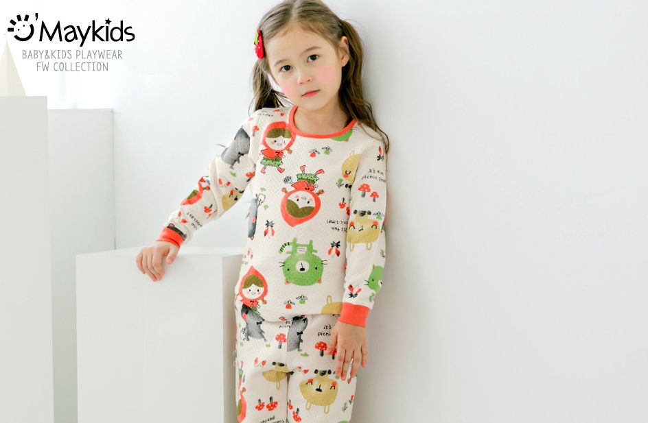 韓國 Maykids - 有機棉鋪棉保暖家居服-森林小紅帽