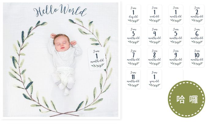 加拿大 lulujo - BABY'S FIRST YEAR 包巾卡片禮盒組-星星