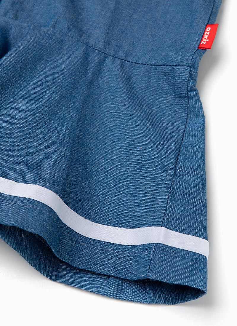 韓國 OZKIZ - 丹寧水手排釦連身洋裝-丹寧藍