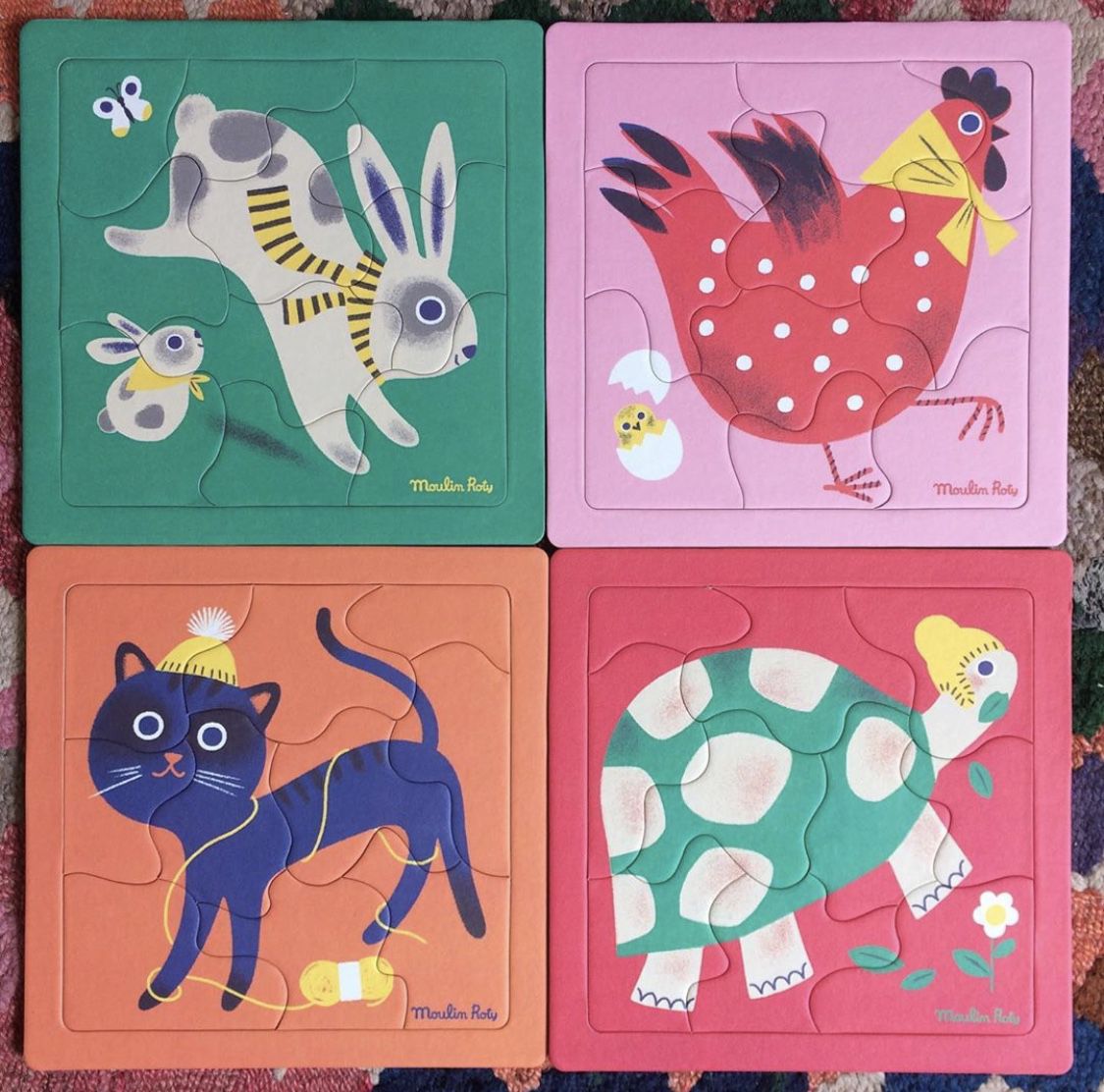 Moulin Roty - 四合一動物拼圖 (205*205*35(mm))