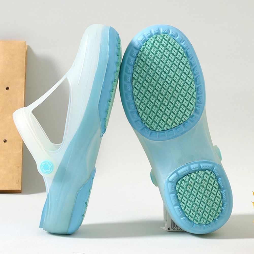 防滑果凍洞洞涼拖鞋-淺藍X綠