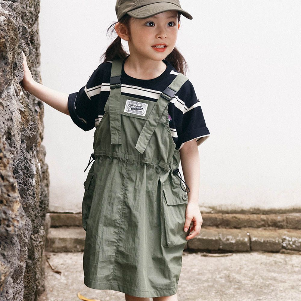 山系必備工裝吊帶洋裝-綠色