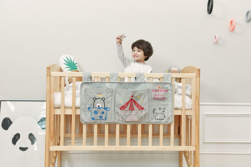 韓國 Art Muffin - 嬰兒床掛式收納袋-兒童樂園-灰