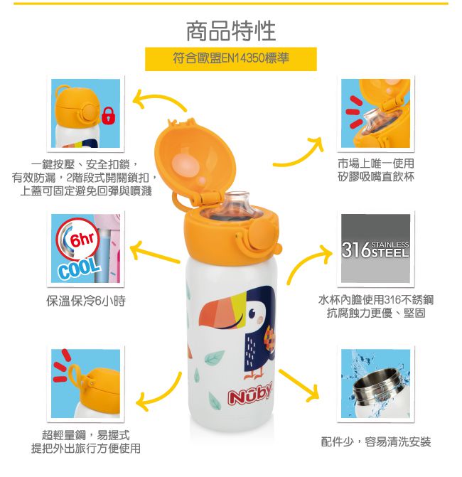 Nuby - 不銹鋼真空直飲杯-316不鏽鋼-鯨魚 (300ml)
