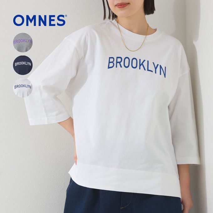 日本 OMNES - 簡約整潔英文標語七分袖上衣-白