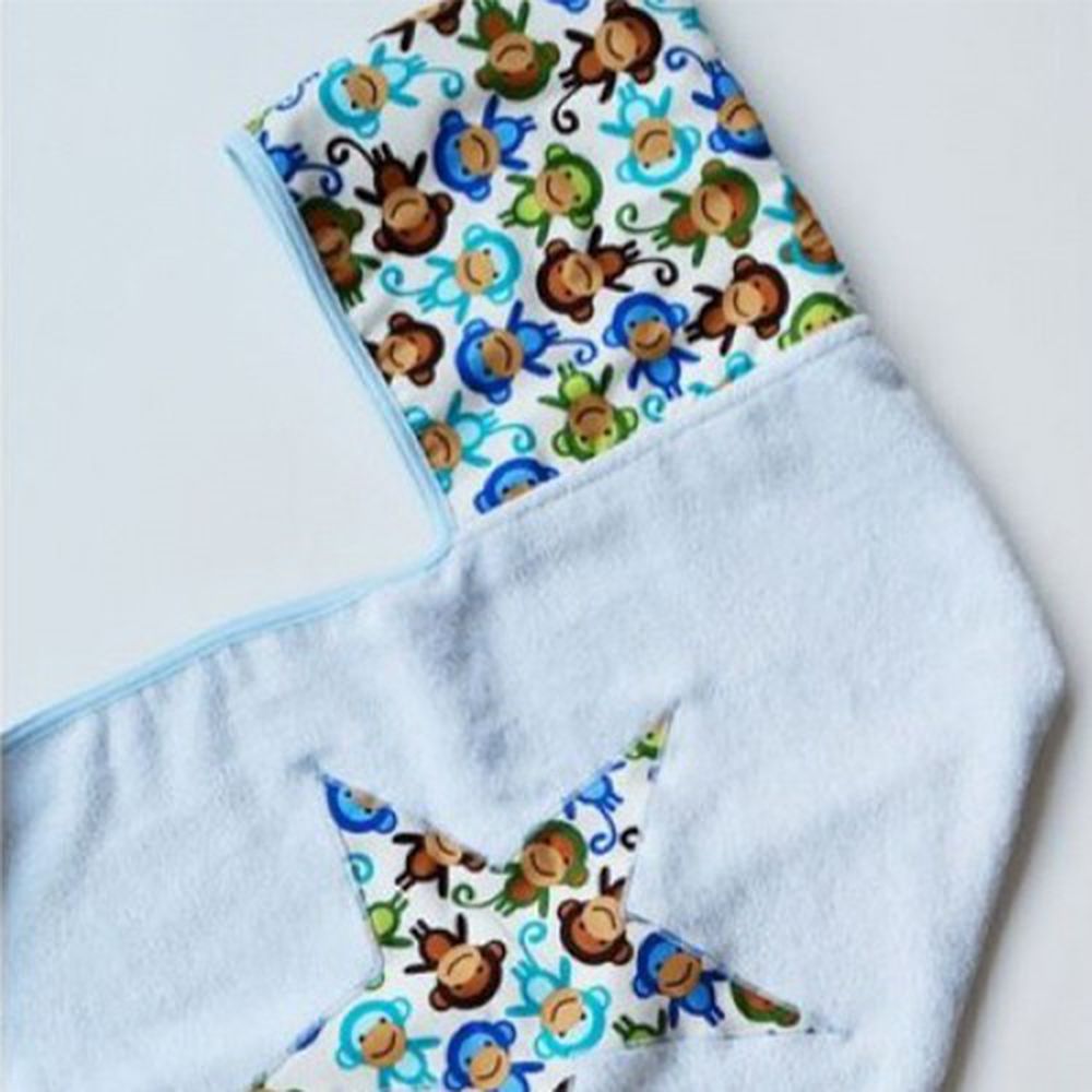 maylily - 100%竹纖維連帽時尚浴巾-水藍翹鬍子 (水藍色浴巾) (120x85cm (不含帽))-限時特惠
